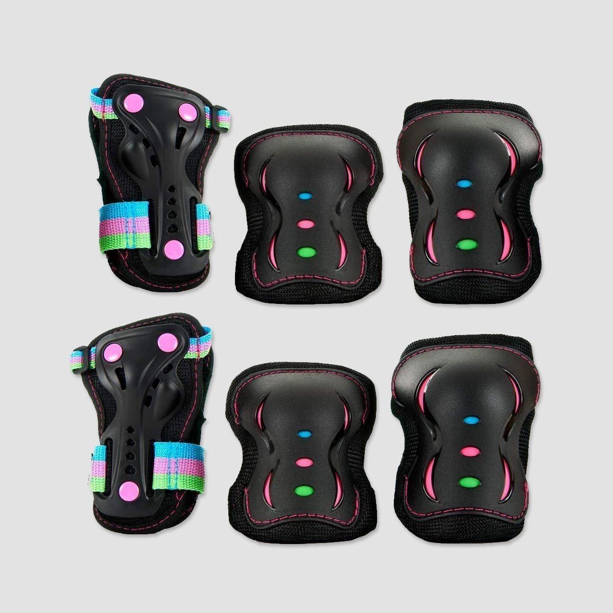 SFR Essential Triple Pad Set Black/Disco Multi - Kids