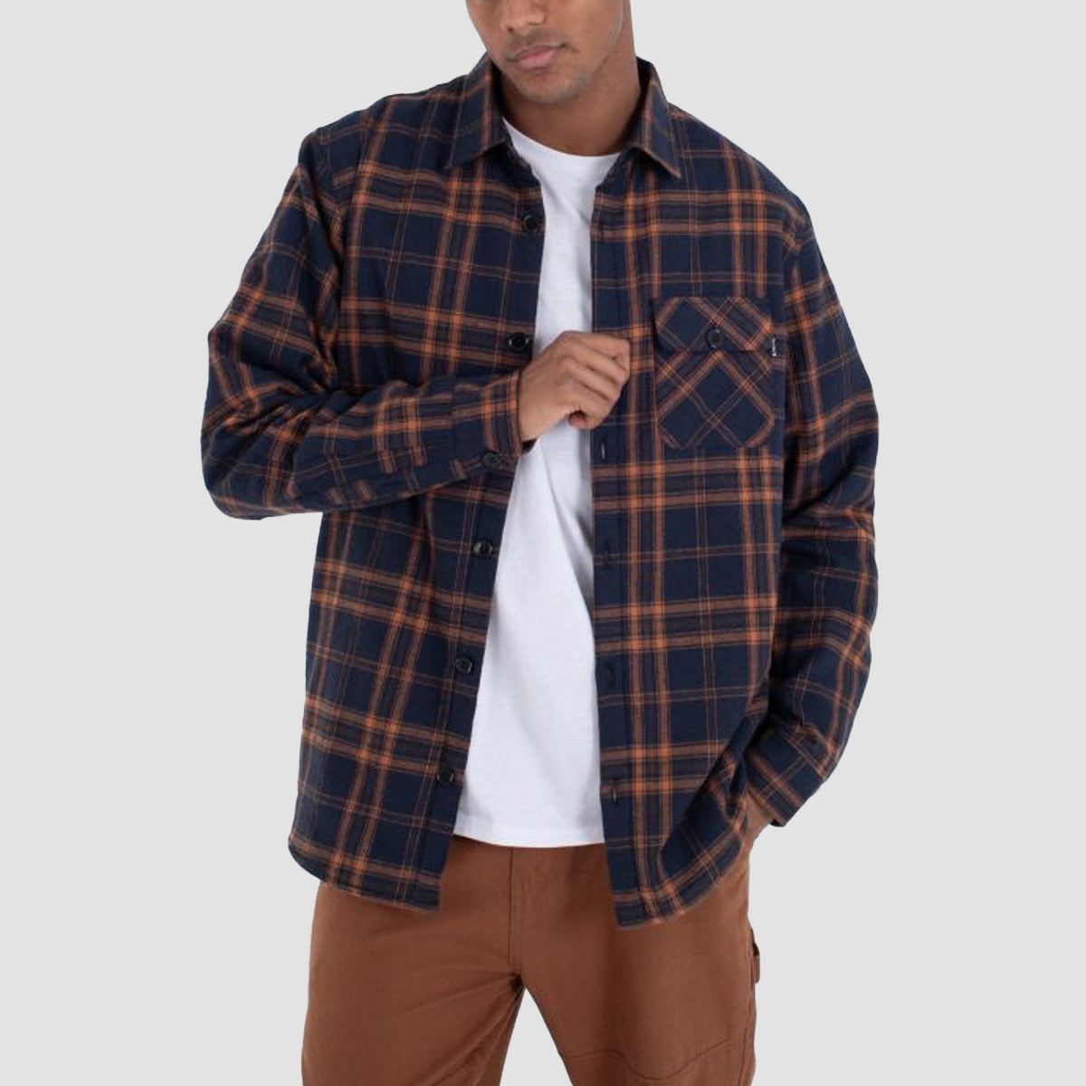 Hurley Axe Sherpa Flannel Longsleeve Shirt Armored Navy