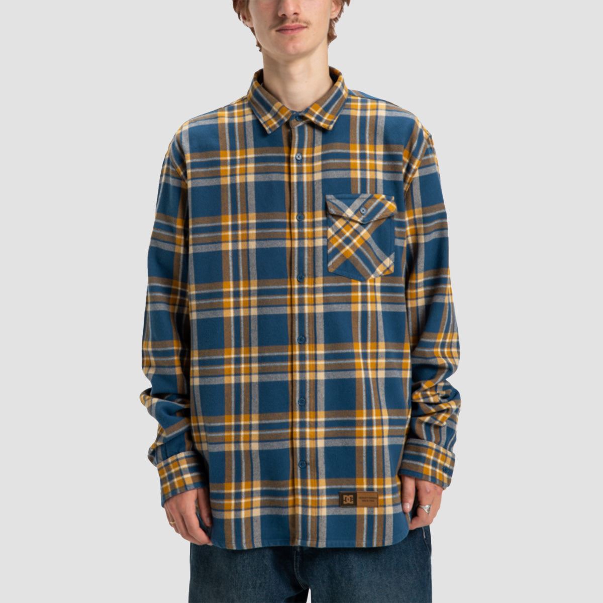 DC Marshal Flannel Longsleeve Shirt Dark Denim