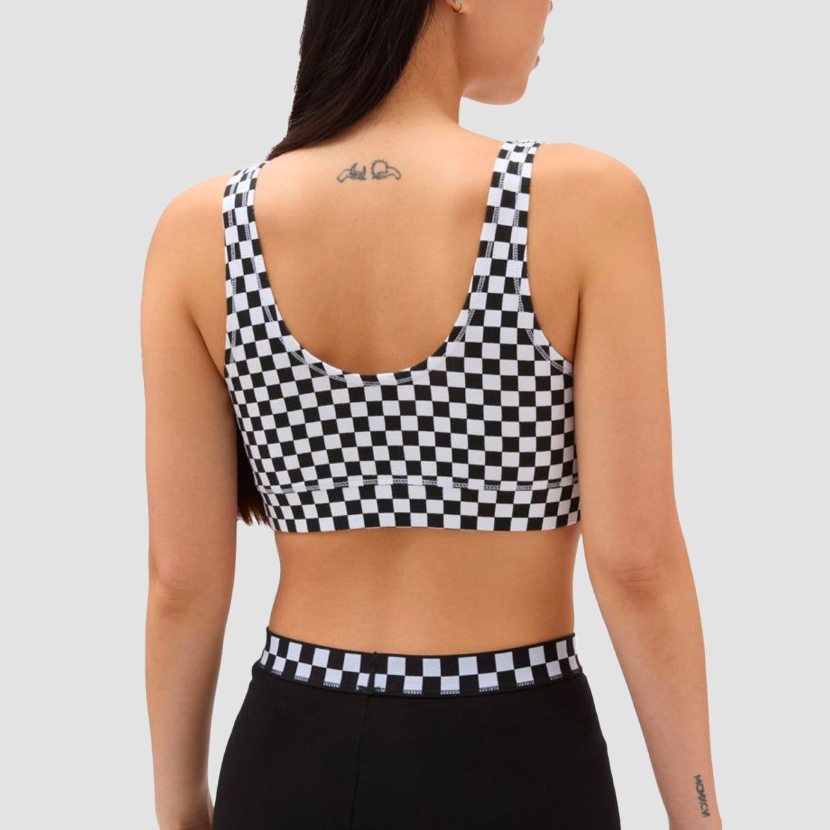 Vans Flying V Print Sports Bra Black/White Checkerboard - Womens