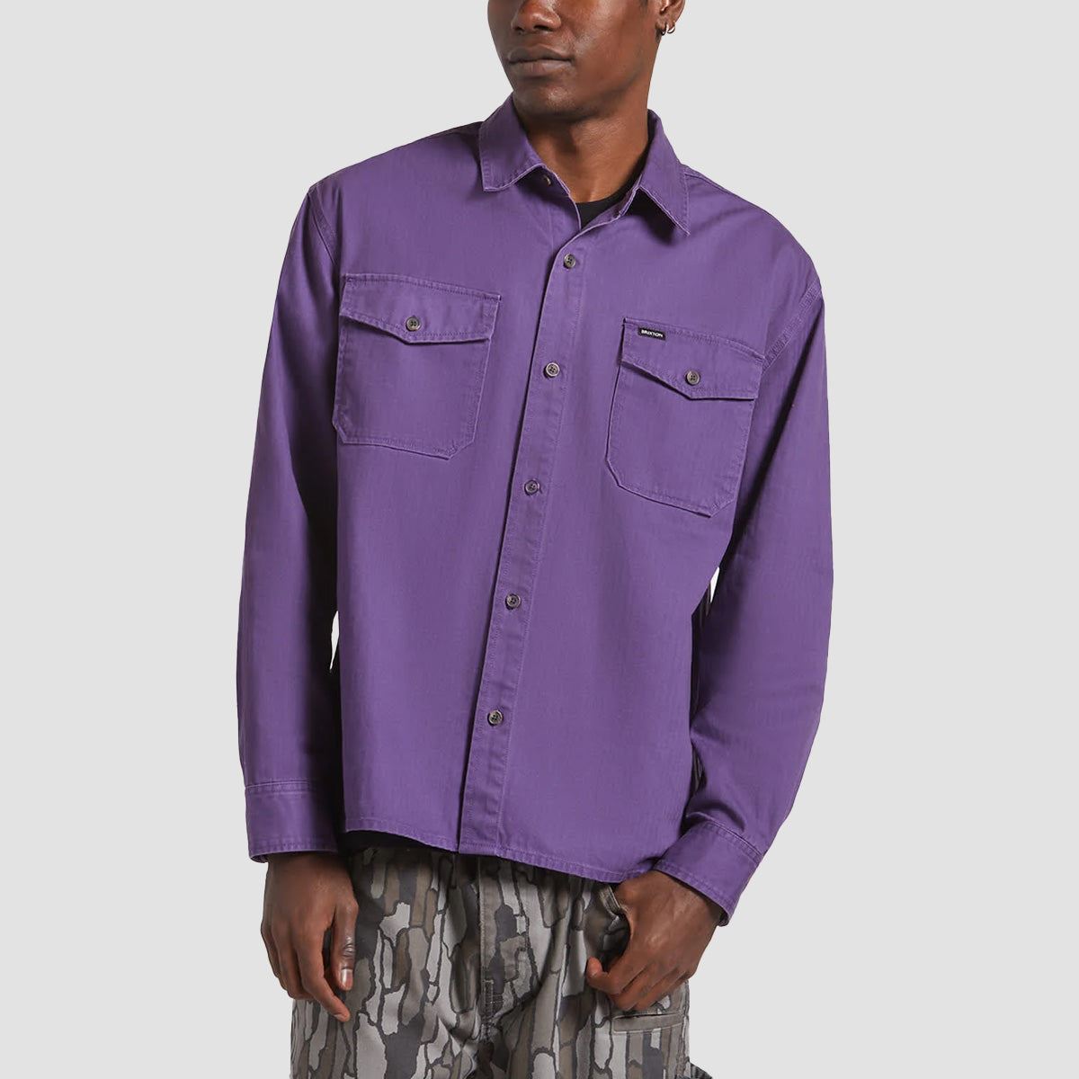 Brixton Herringbone LW Relaxed Overshirt Punk Purple Herringbone