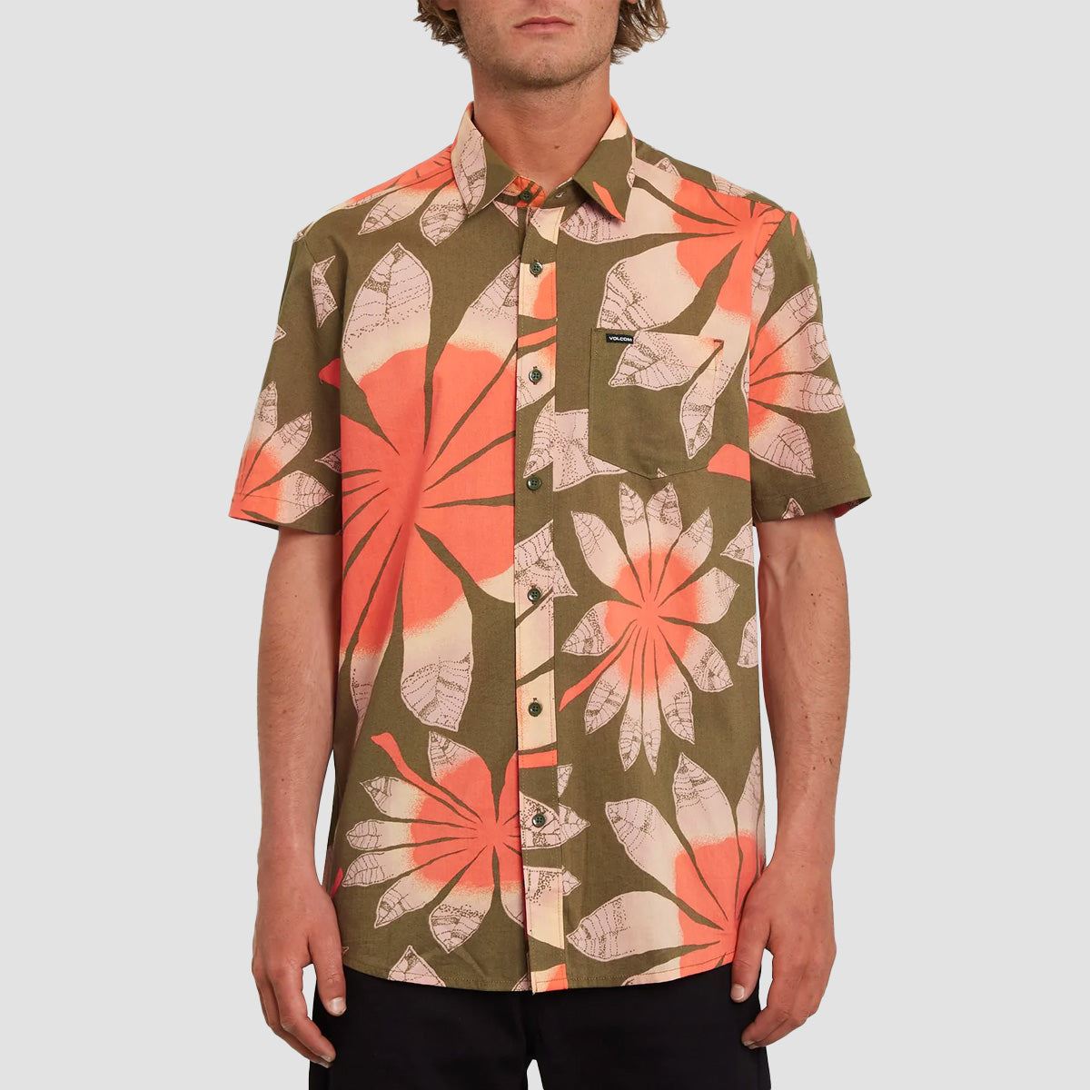 Volcom Bloomin Short Sleeve Shirt Martini Olive