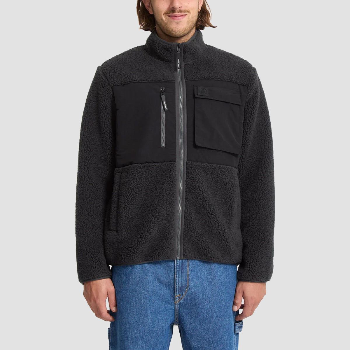 Volcom Storm Stone Zip Fleece Jacket Asphalt Black