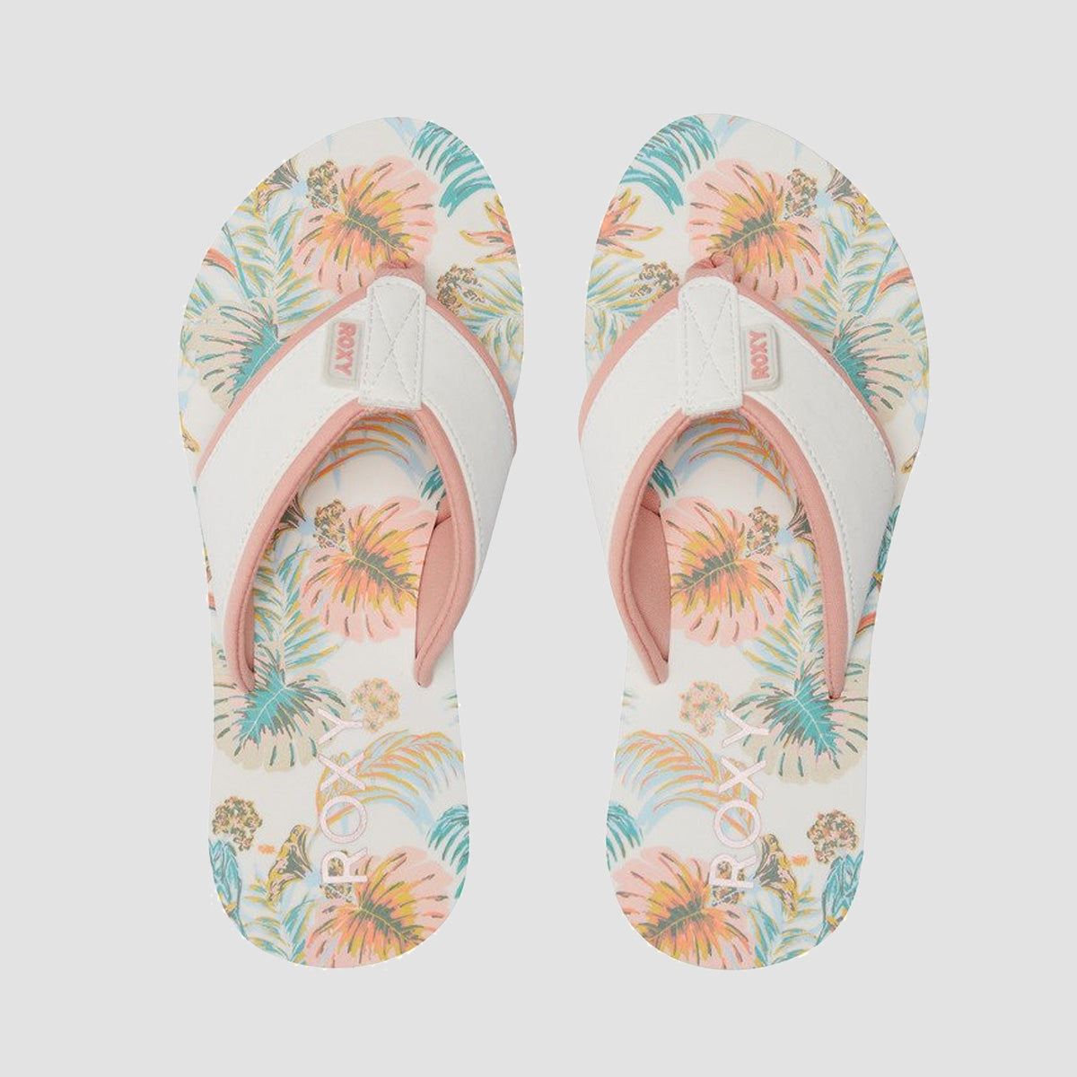 Roxy Coastin Print Sandals White/Pink - Womens