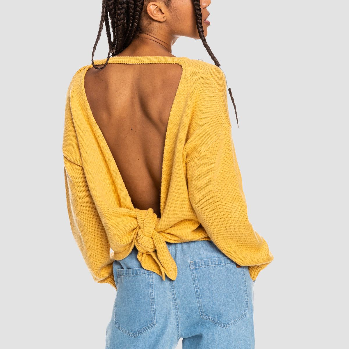 Roxy Heavy Love Open Back Sweatshirt Ochre - Womens