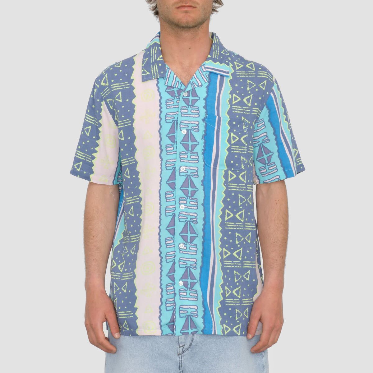 Volcom Bold Moves Short Sleeve Shirt Crete Blue