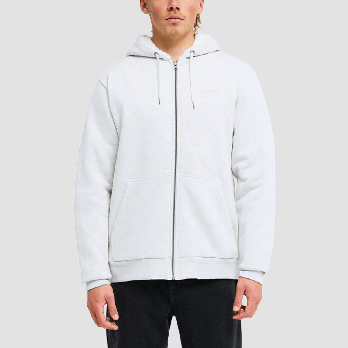 Billabong Arch Sherpa Zip Hoodie Light Grey Heather