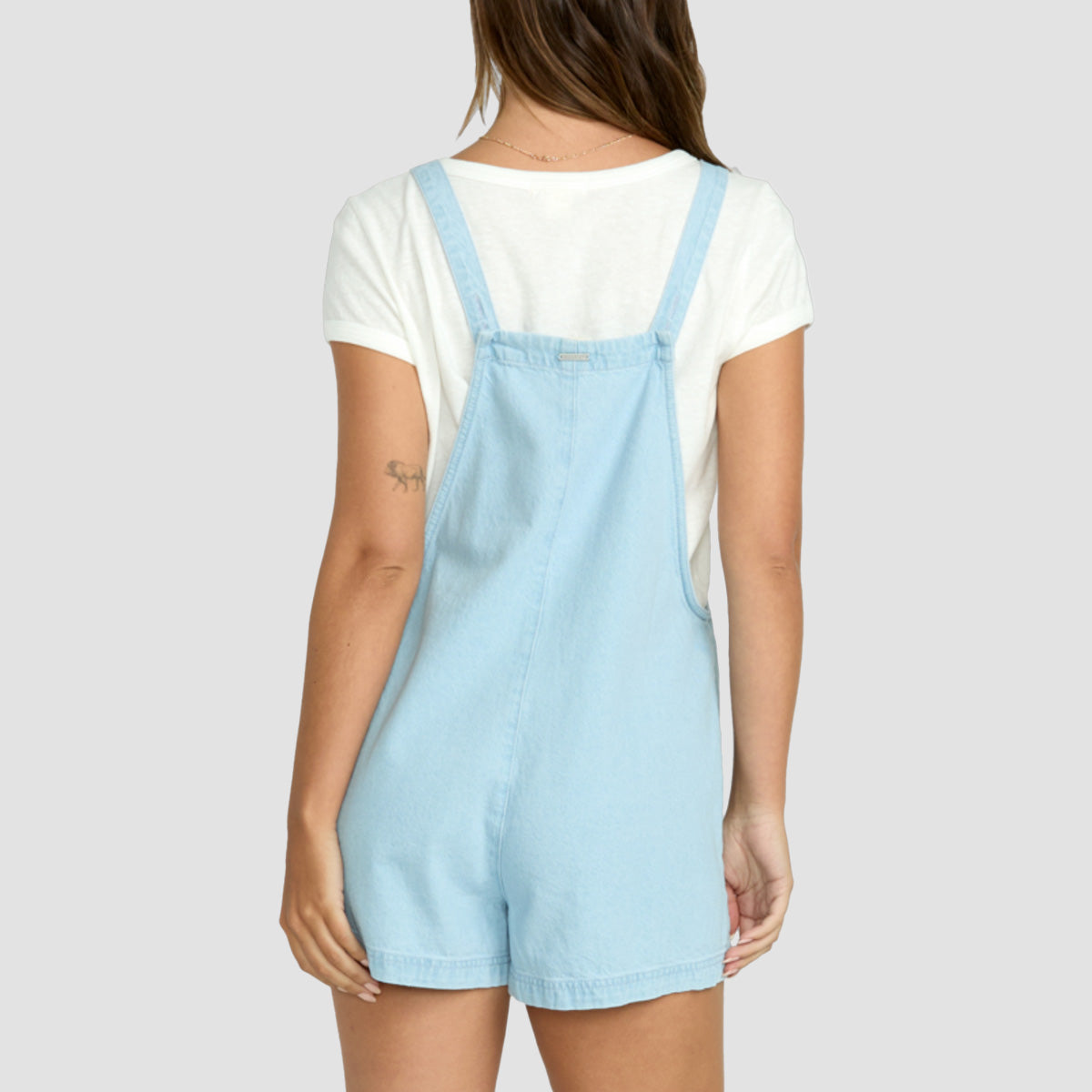 Billabong Beach Crush Denim Overall Onesie Salt Blue - Womens