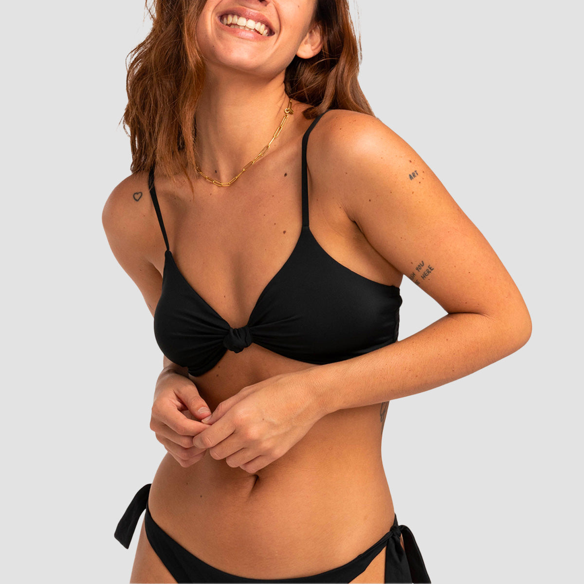 Billabong Sol Searcher Triangle Bikini Top Black Pebble - Womens