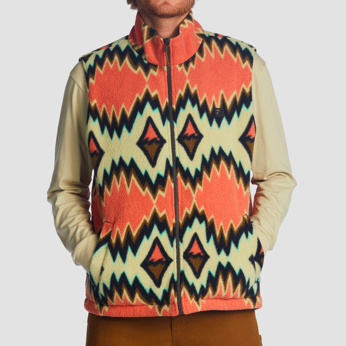 Billabong Trail Reversible Zip-Up Vest Jacket Raven