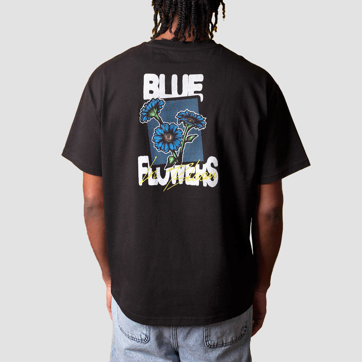 Blue Flowers In Bloom T-Shirt Black