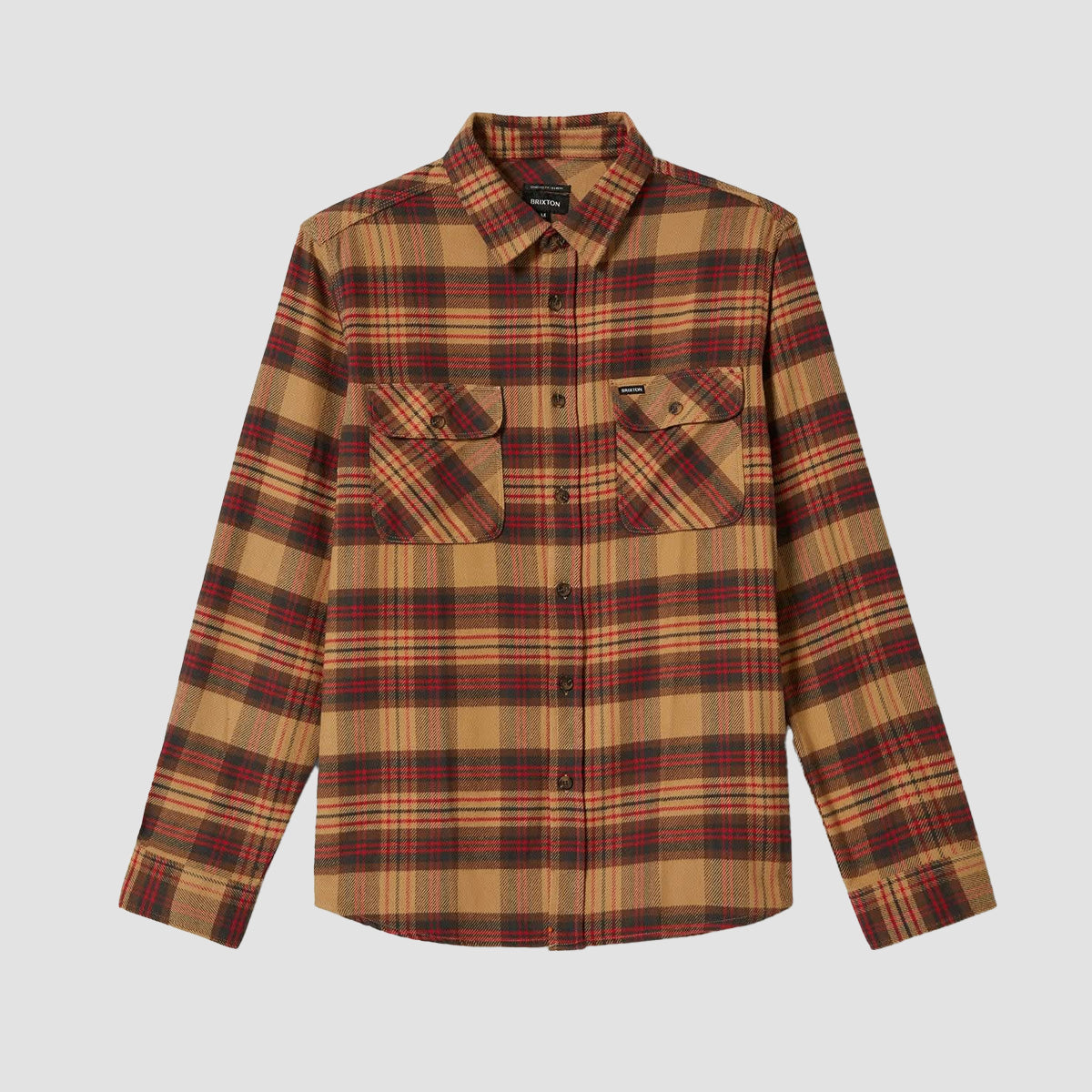 Brixton Bowery Flannel Longsleeve Shirt Curry/Washed Black/Crimson