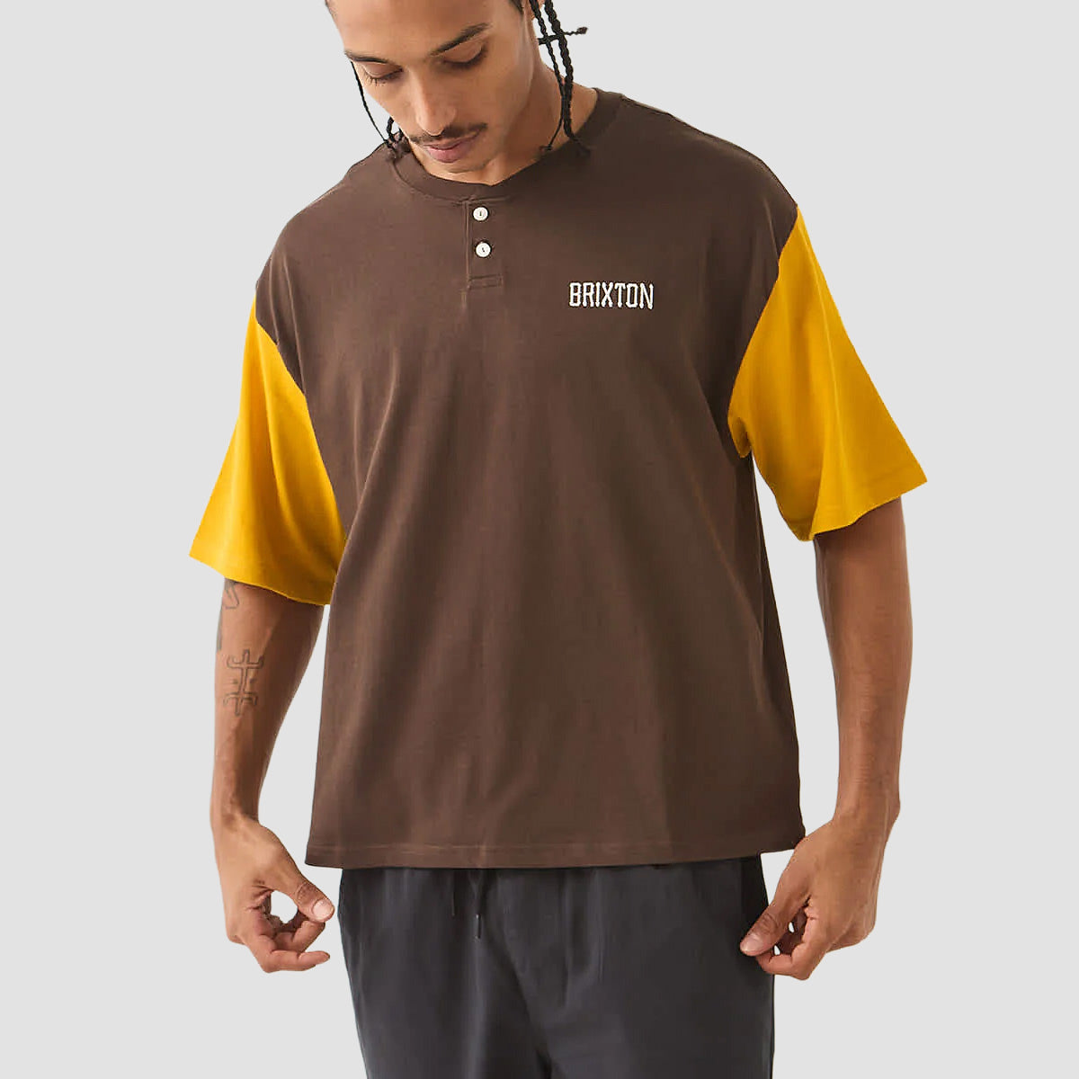 Brixton Boxy Baseball T-Shirt Walnut Brown/Golden Hour