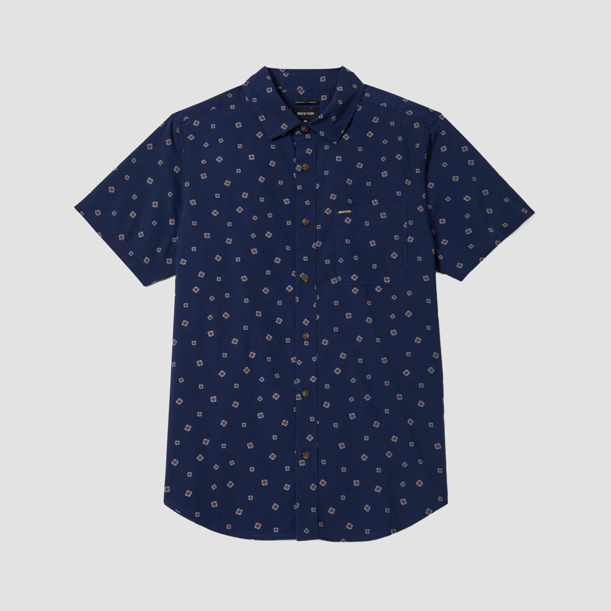 Brixton Charter Print Short Sleeve Shirt Midnight Blue Geo