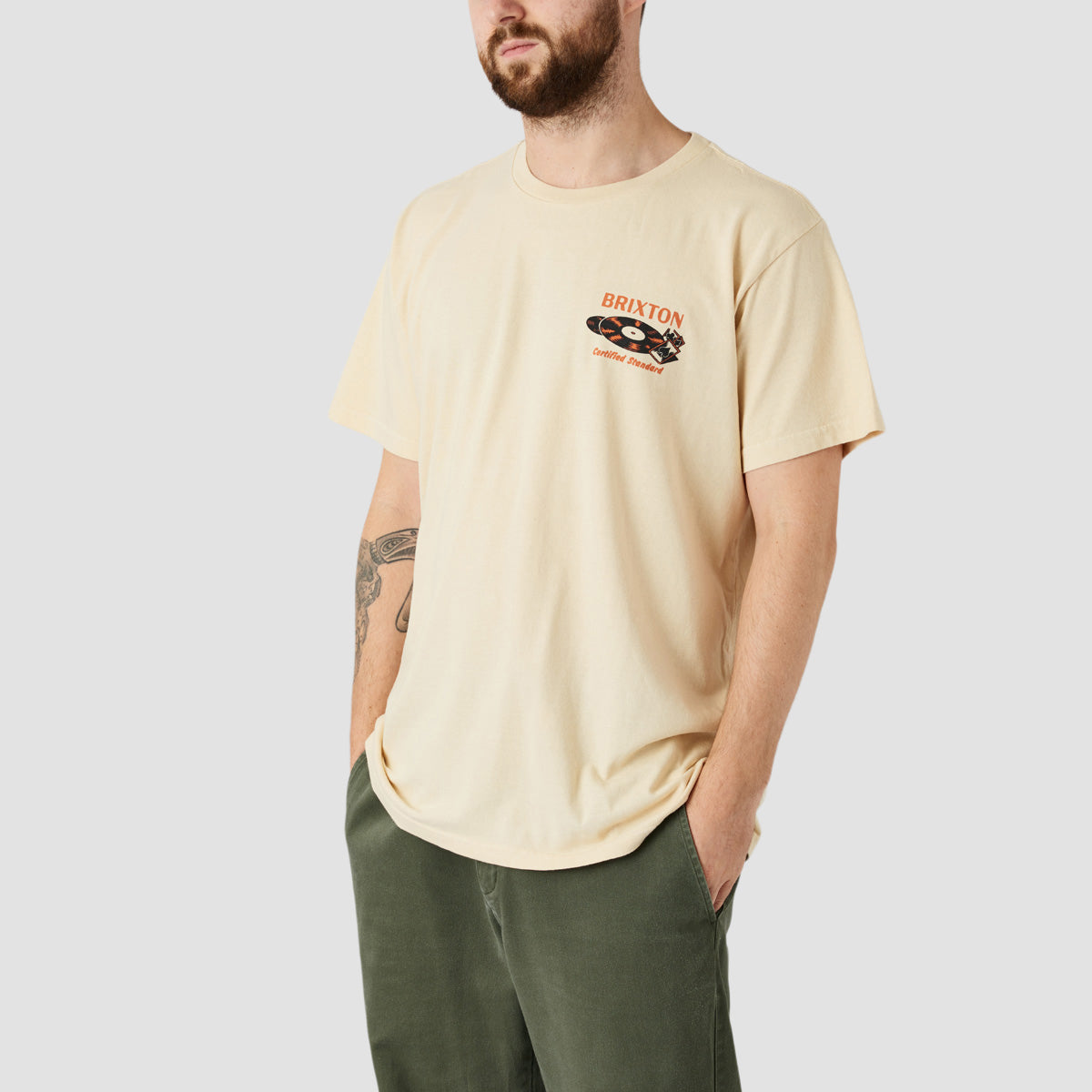 Brixton Hubbard T-Shirt Cream Worn Wash