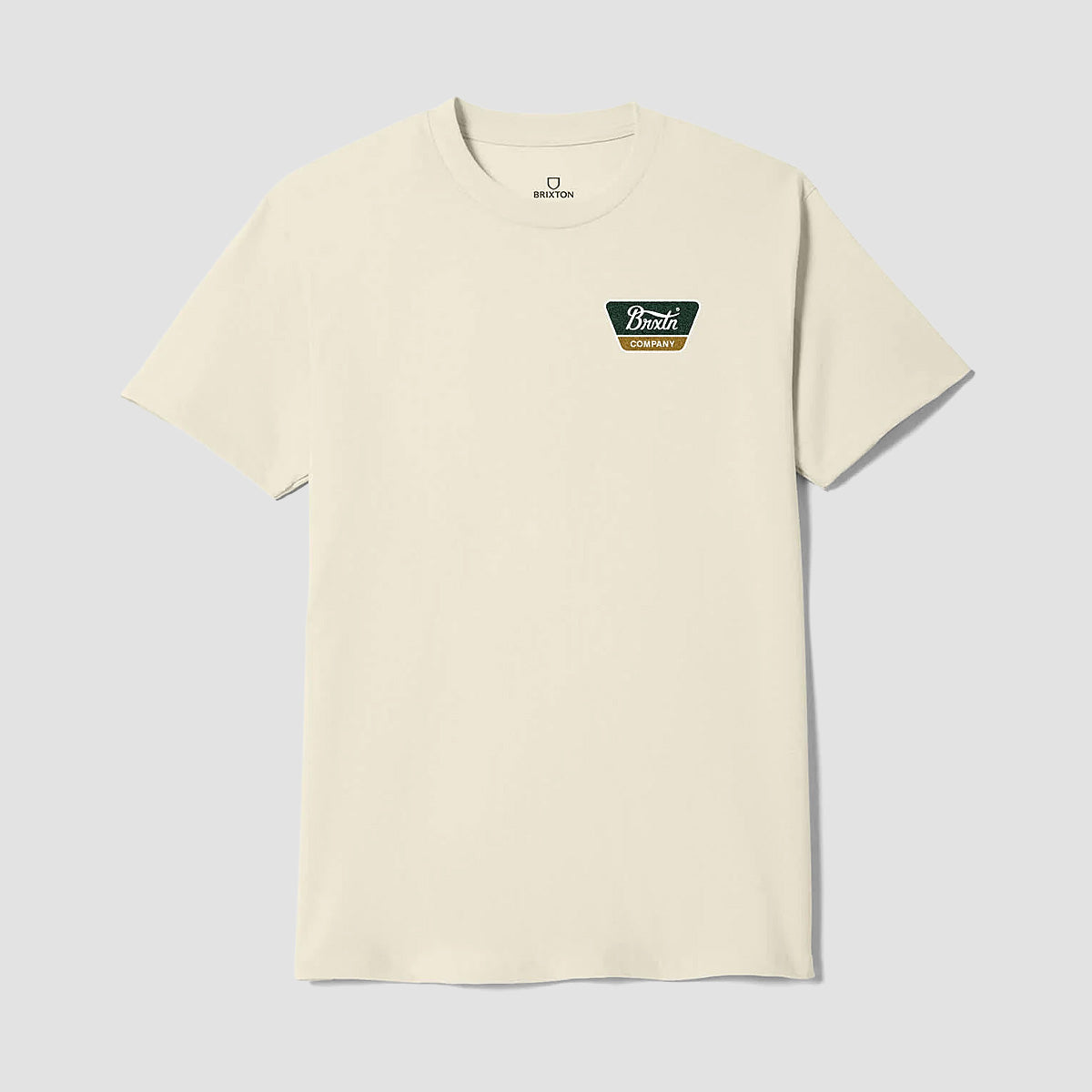 Brixton Linwood T-Shirt Cream/Dark Green/Metal Bronze