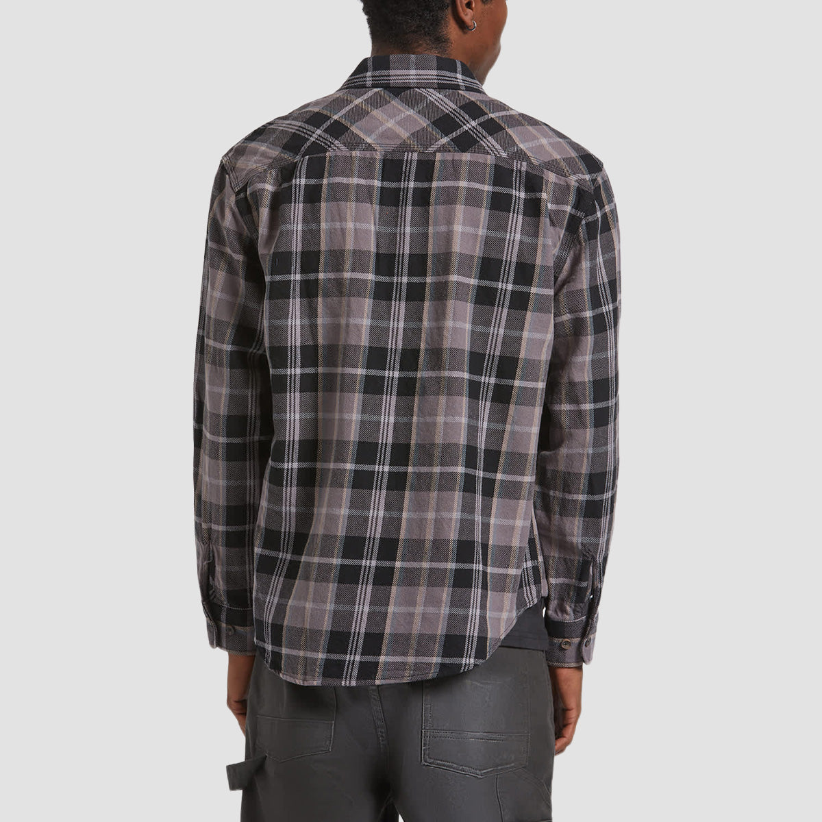 Brixton Vintage Wash Flannel Longsleeve Shirt Black/Charcoal Beige/Slate