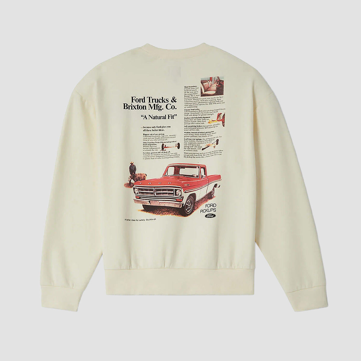 Brixton X Ford 71 Pickup Crew Sweatshirt Wimbledon White