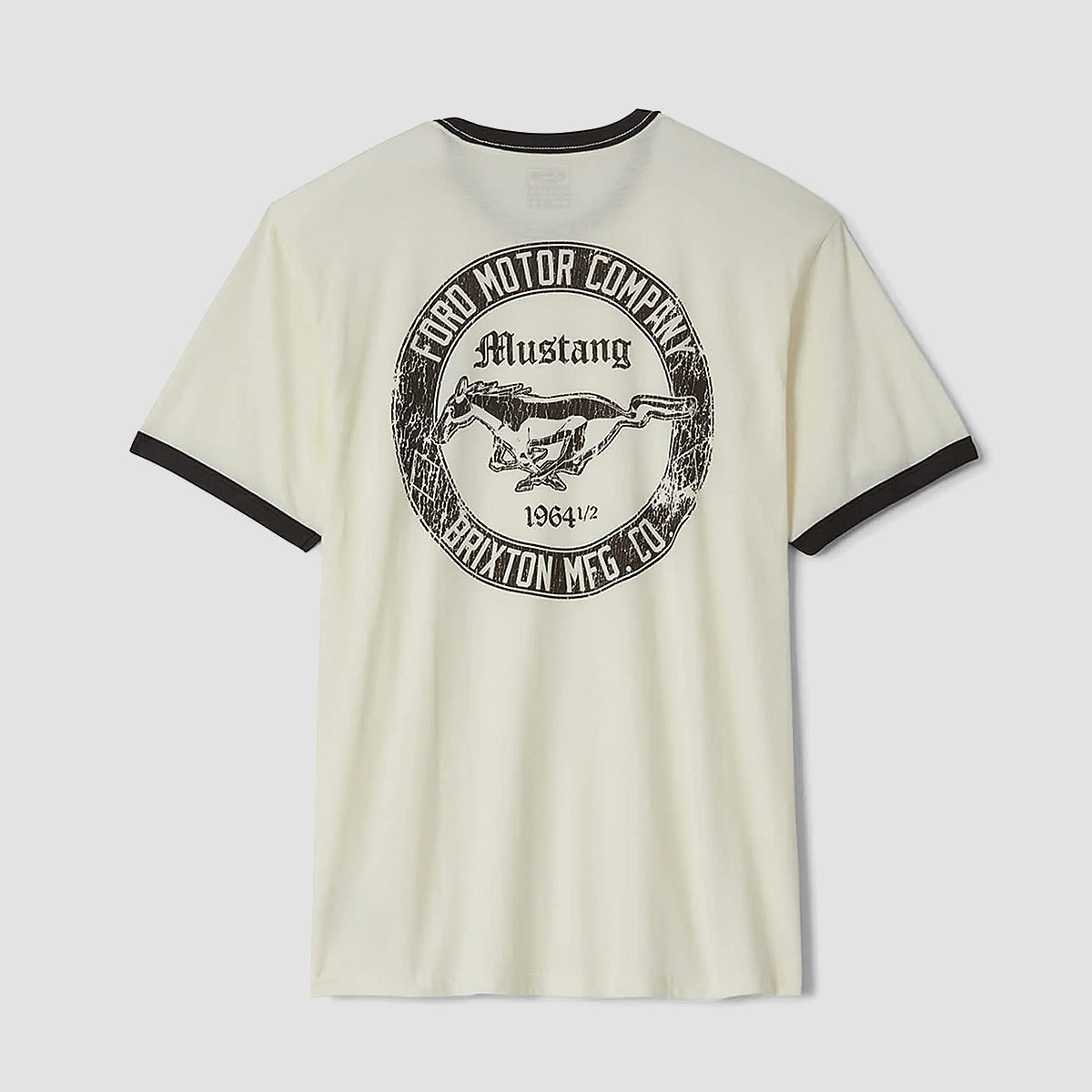 Brixton X Ford Mustang Ringer T-Shirt Wimbledone White/Burnt Rubber