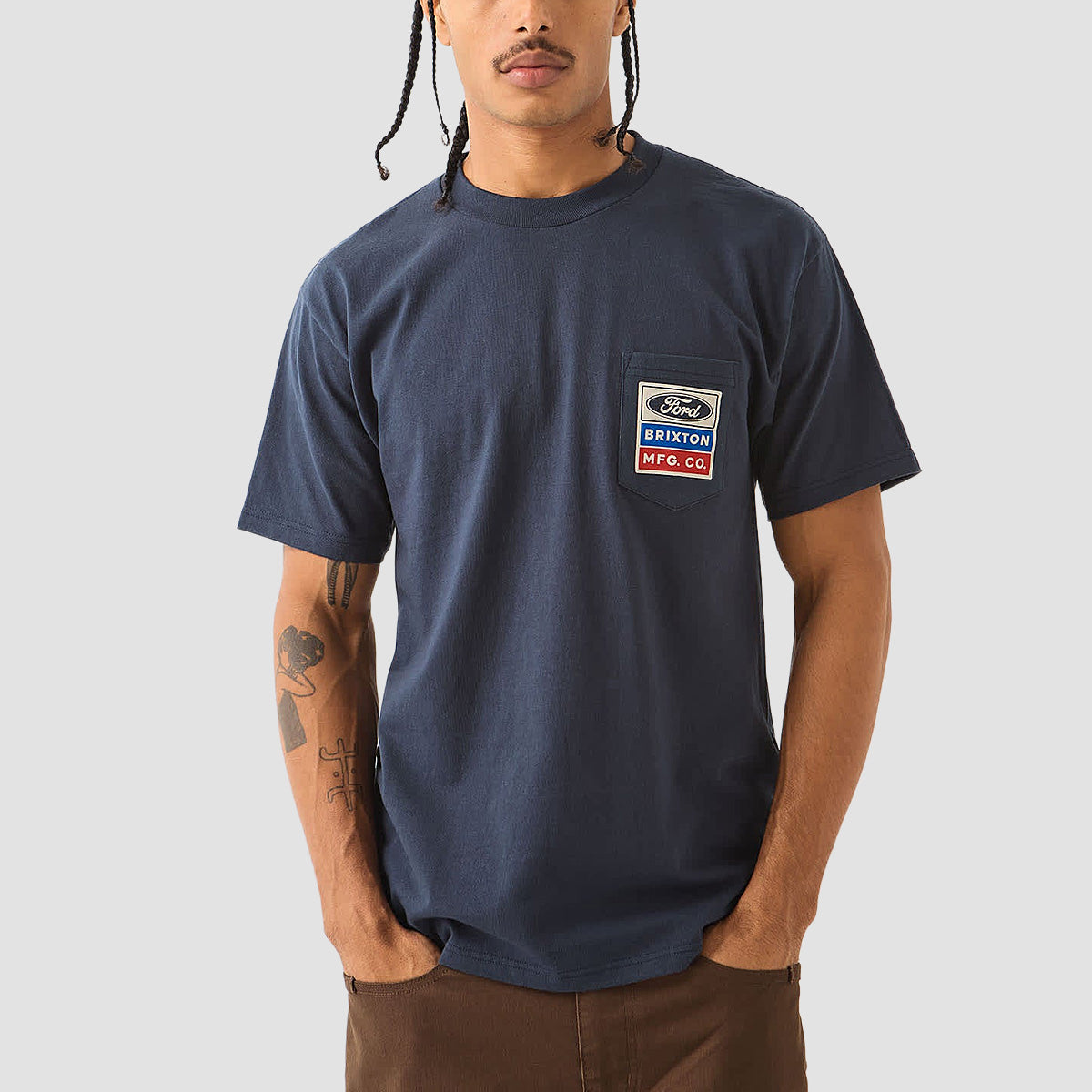 Brixton X Ford Service Dept Pocket T-Shirt American Navy