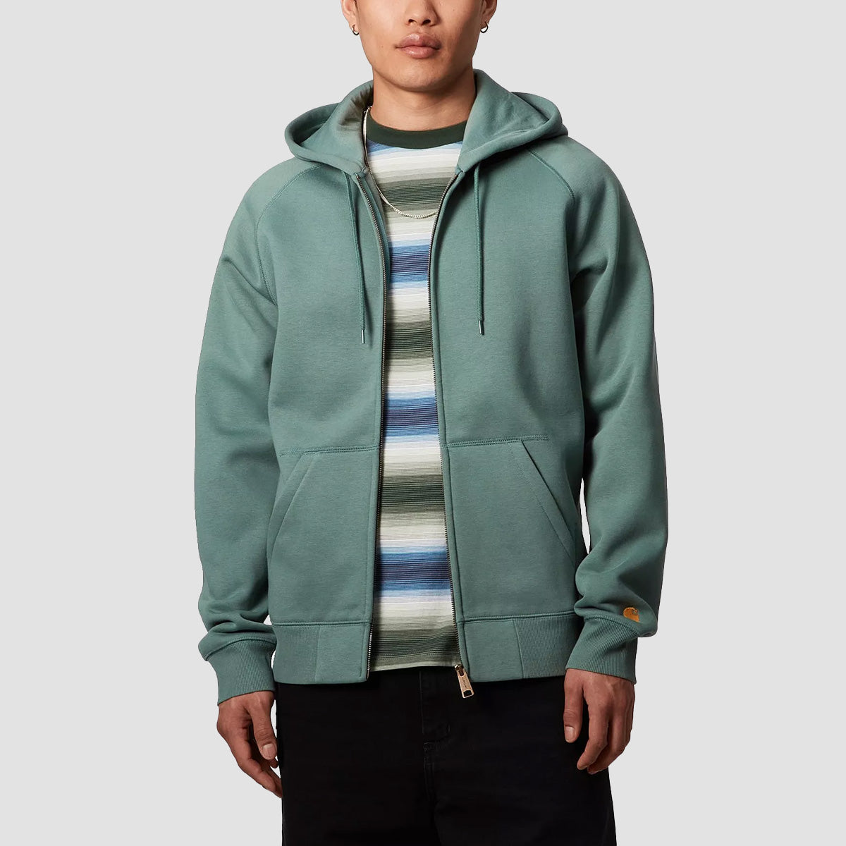 Carhartt WIP Chase Zip Hoodie Silver Pine/Gold