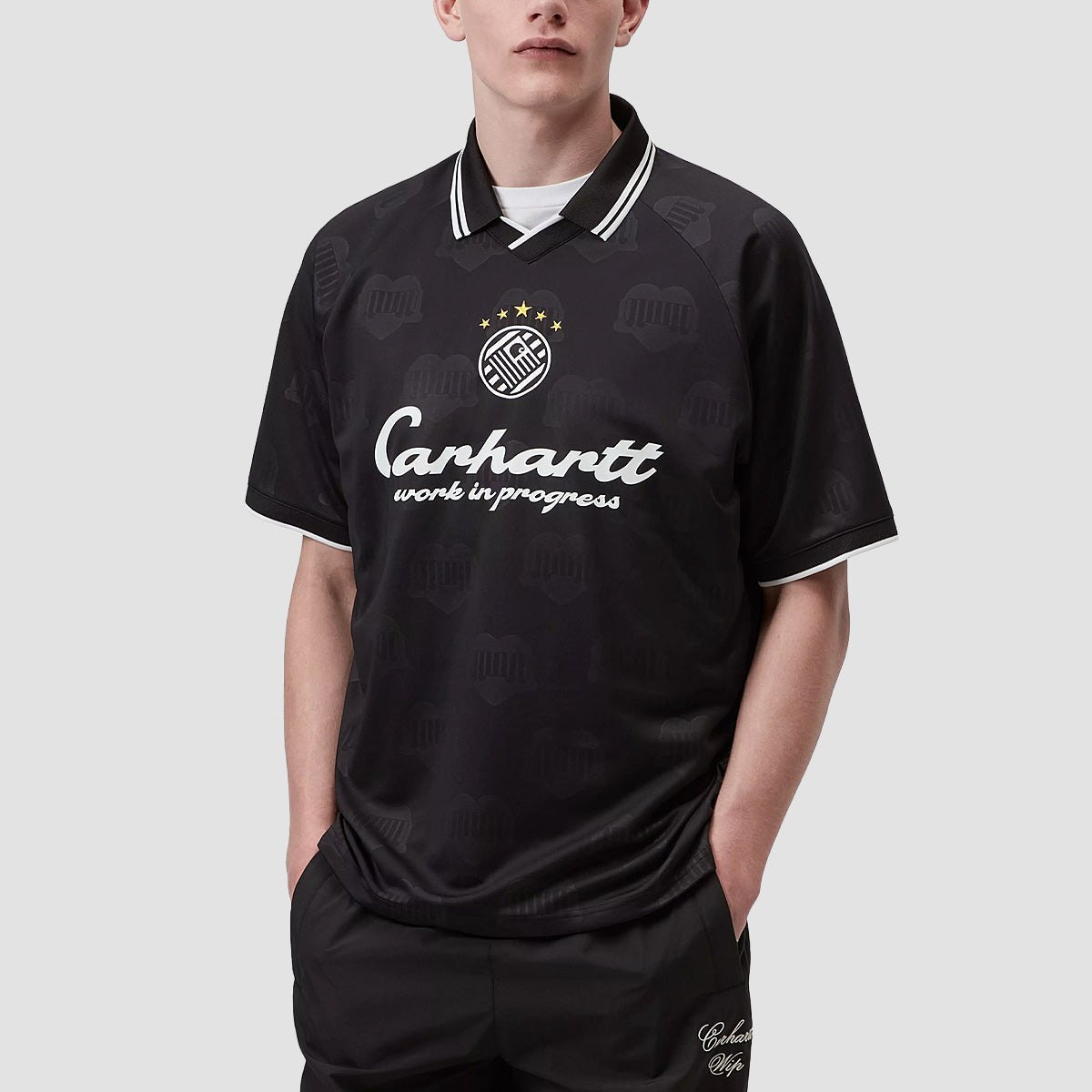 Carhartt WIP Terrace Football T-Shirt Heart Train Jacquard Black