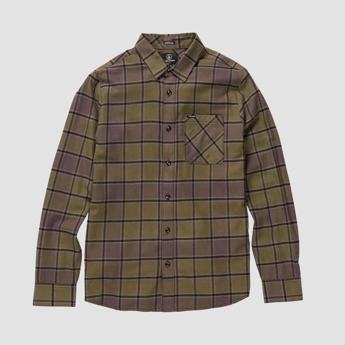 Volcom Caden Plaid Longsleeve Shirt Military