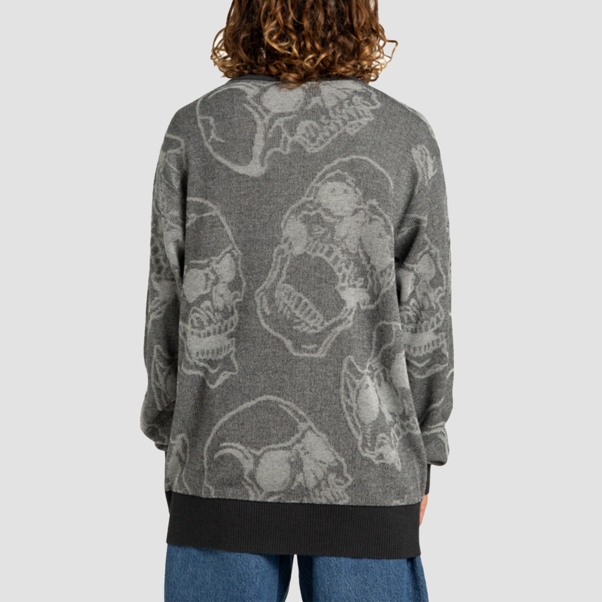 DC Fracture Knit Sweatshirt Heather Skully Print
