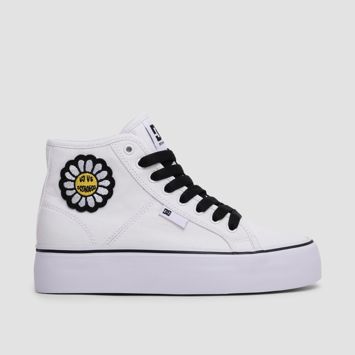 DC Manual Hi Platform Shoes - White/Black/Flower - Womens