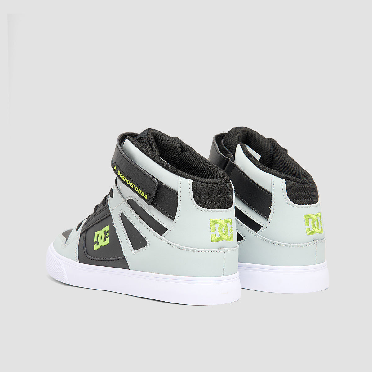 DC Pure High-Top EV Shoes - Grey/Black/Lime - Kids