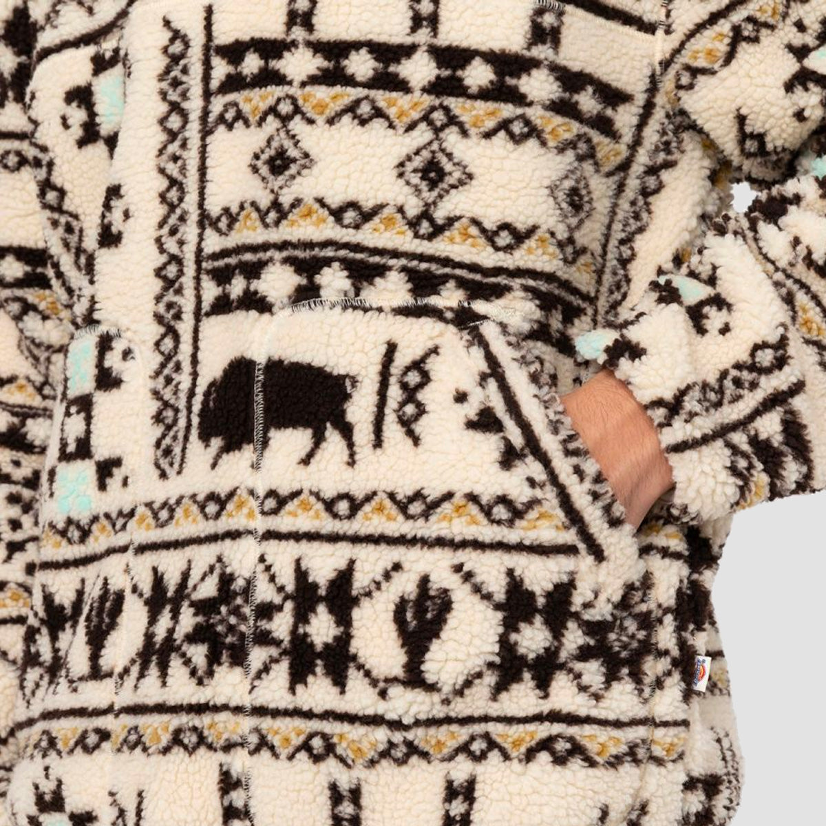 Dickies Hays Quarter Zip Fleece Sweat Nordic AOP Light Blue