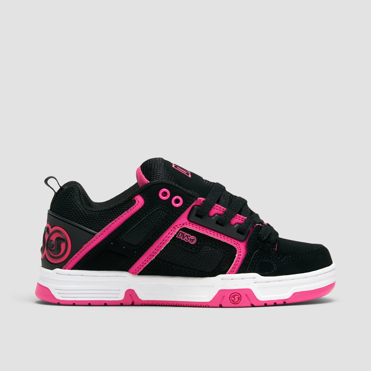 DVS Comanche Shoes Black Pink White Nubuck Womens