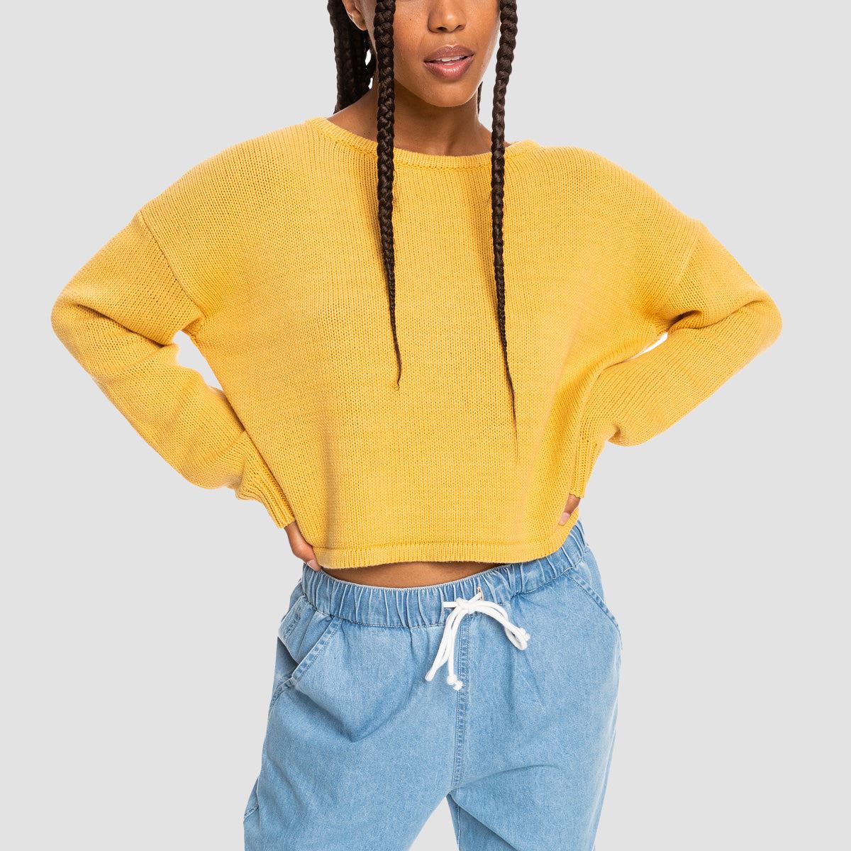 Roxy Heavy Love Open Back Sweatshirt Ochre - Womens