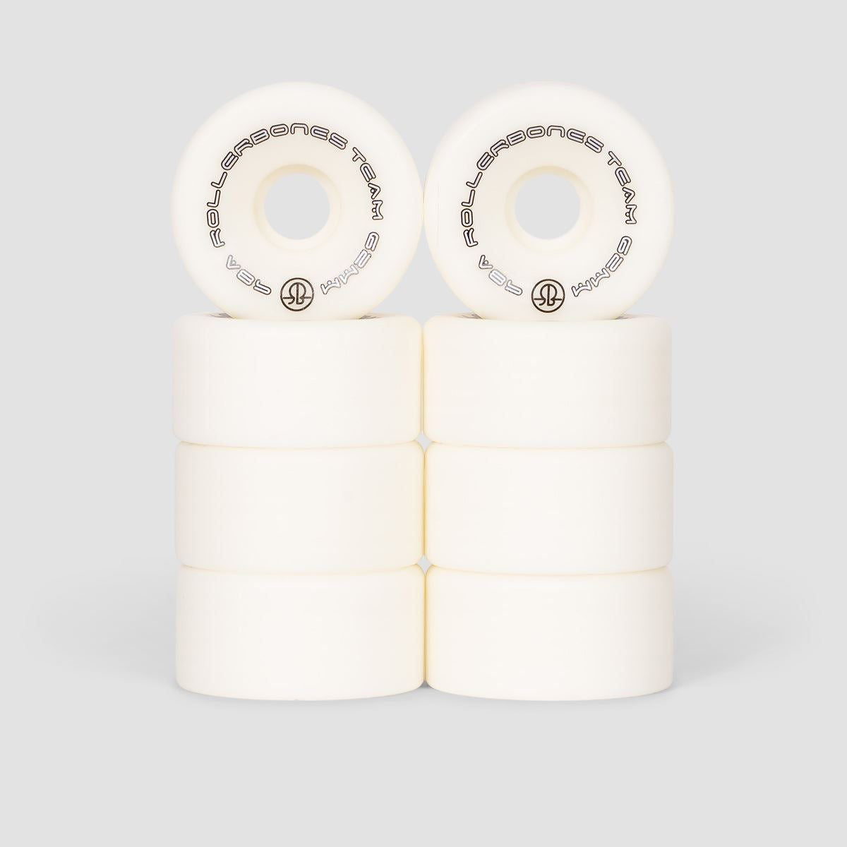 Rollerbones Team Logo 98a Quad Wheels x8 White 62mm