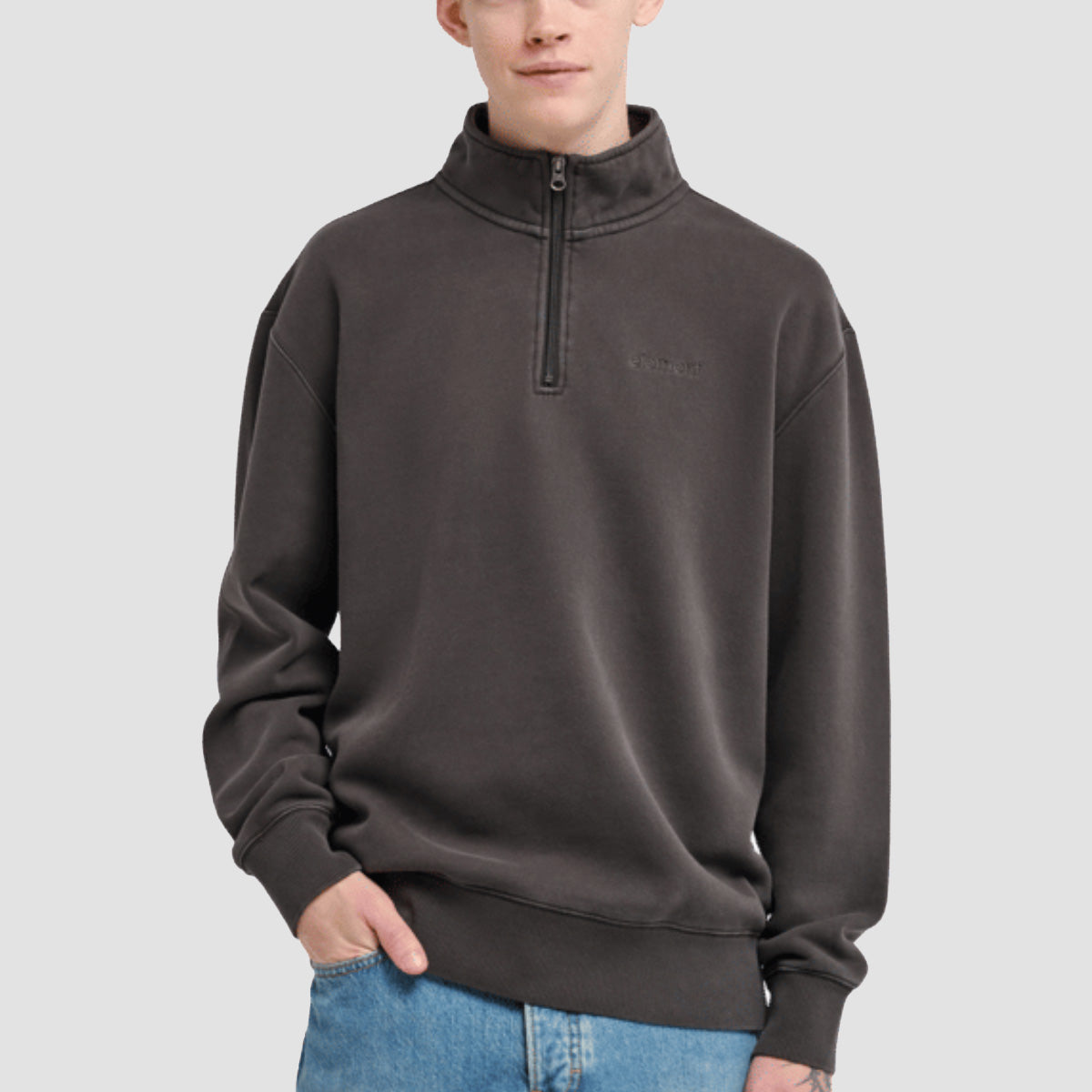 Element Lowcase Pigment Half Zip Sweatshirt Off Black