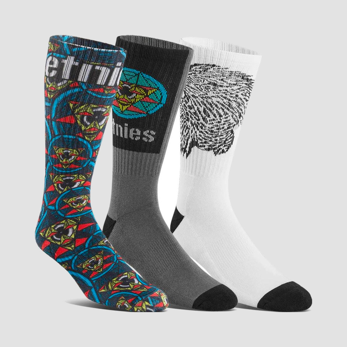 Etnies Thomas Hooper Crew Socks 3 Pack Black/White/Grey