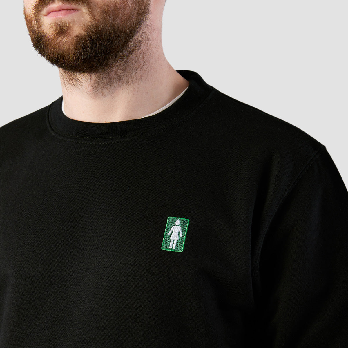 Girl OG Embroidered Crew Sweatshirt Black