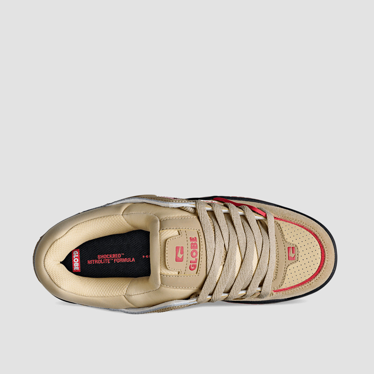 Globe Fusion Shoes - Khaki/Red