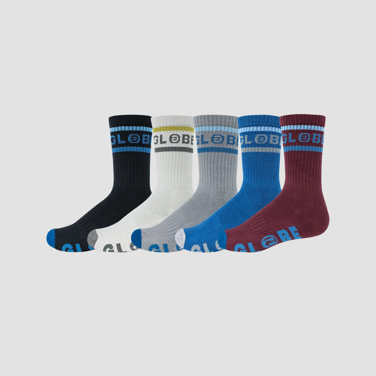 Globe Tilt Hi Crew Socks 5 Pack Assorted