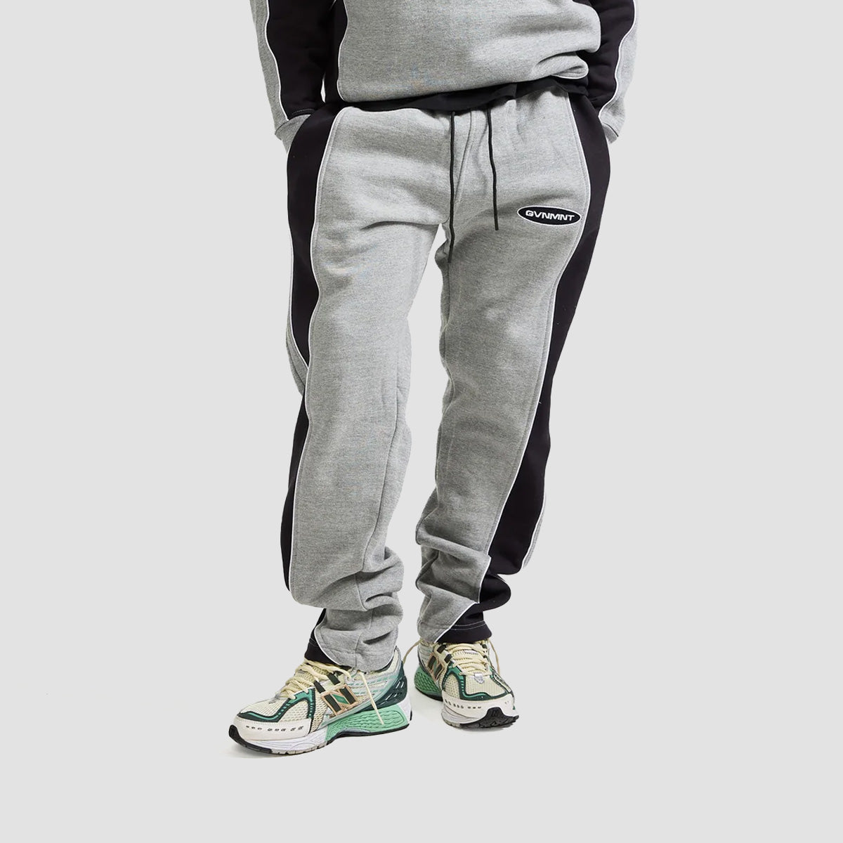 GVNMNT 2 Tone Panelled Sweatpants Grey Black