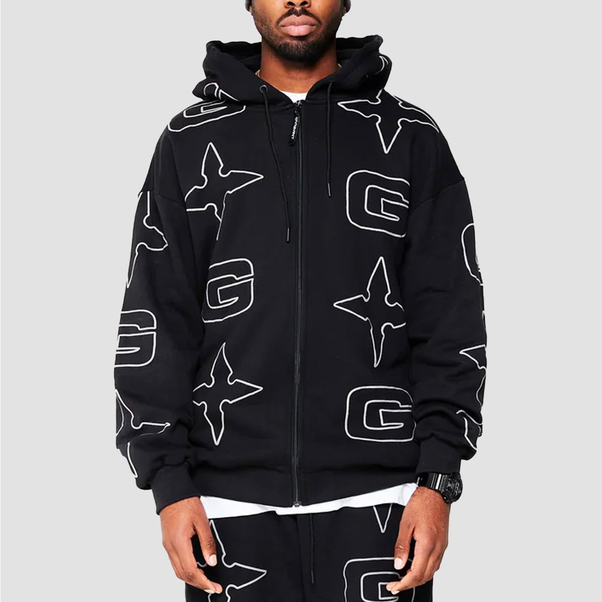 GVNMNT Star Zip Hoodie Black