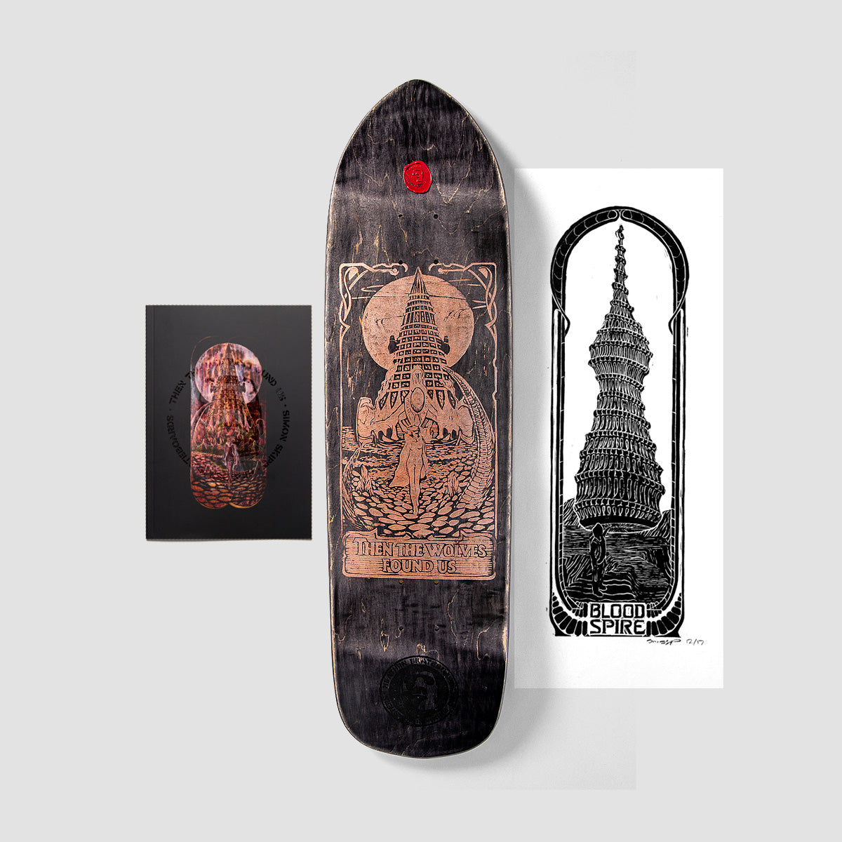 Heathen Skipp Wolves On Pointer Limited Edition Lino Cut Print Skateboard Deck - 8.625"