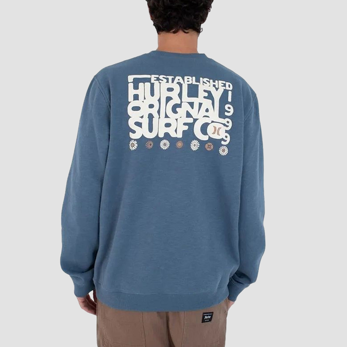 Hurley Graphic Slub Crew Sweatshirt Grey Teal
