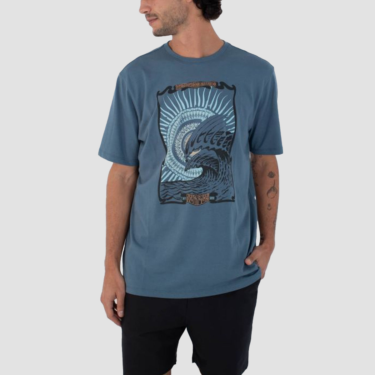 Hurley H2O Dri Wave Mandala T-Shirt Grey Teal