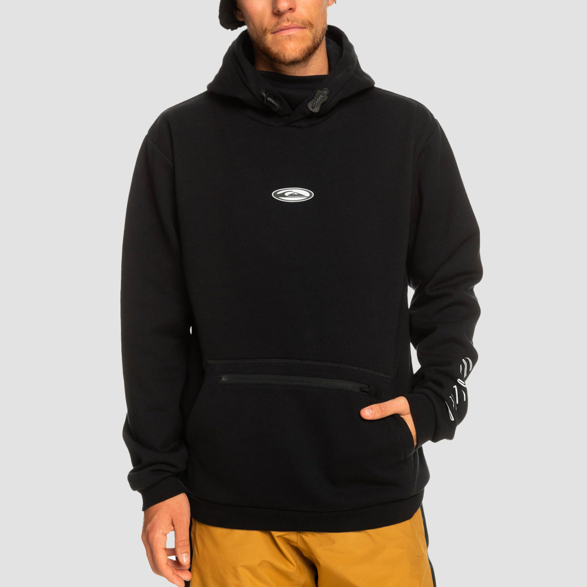 Quiksilver Big Logo Tech Pullover Snow Hoodie True Black