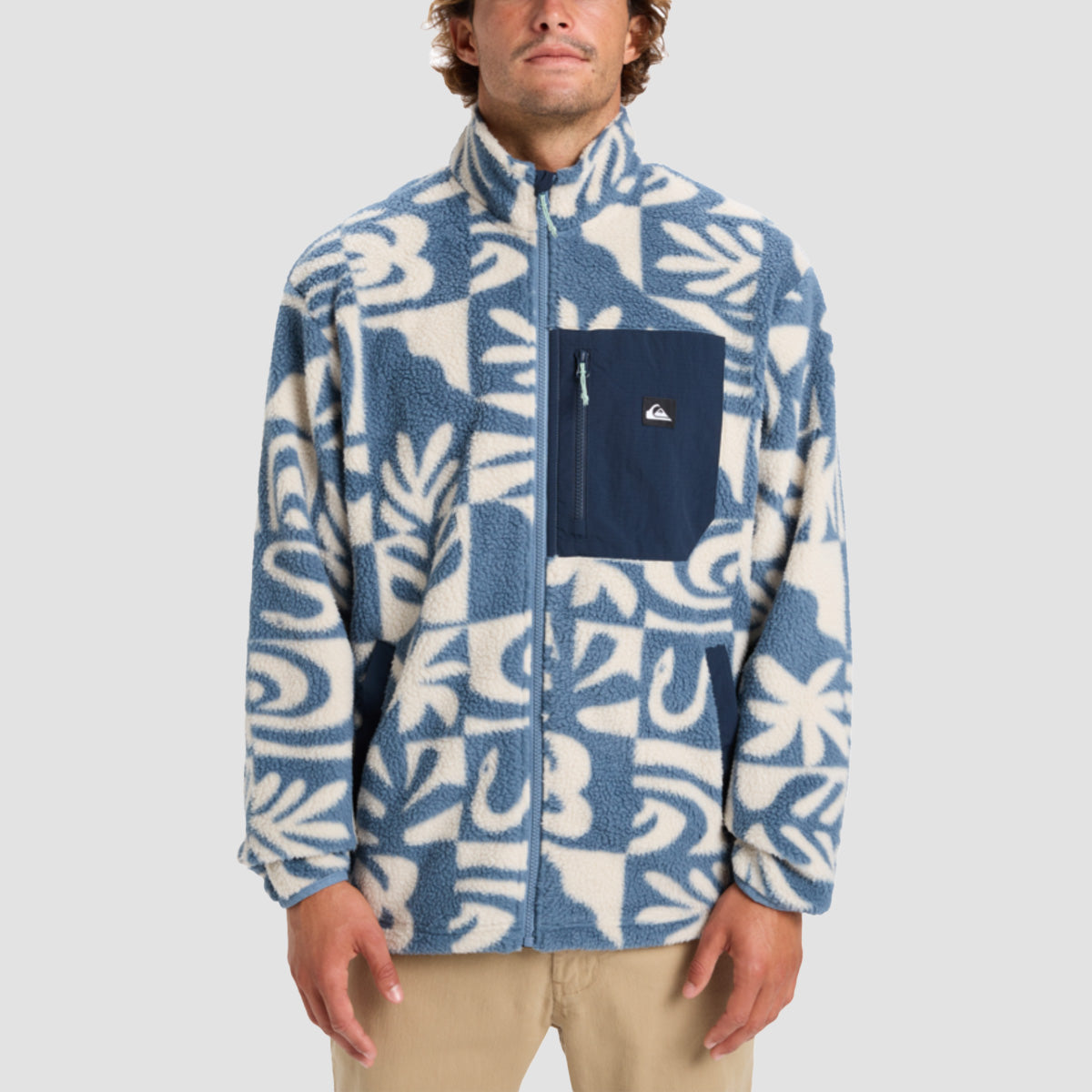 Quiksilver Clean Coast Zip Fleece China Blue Desert Checker
