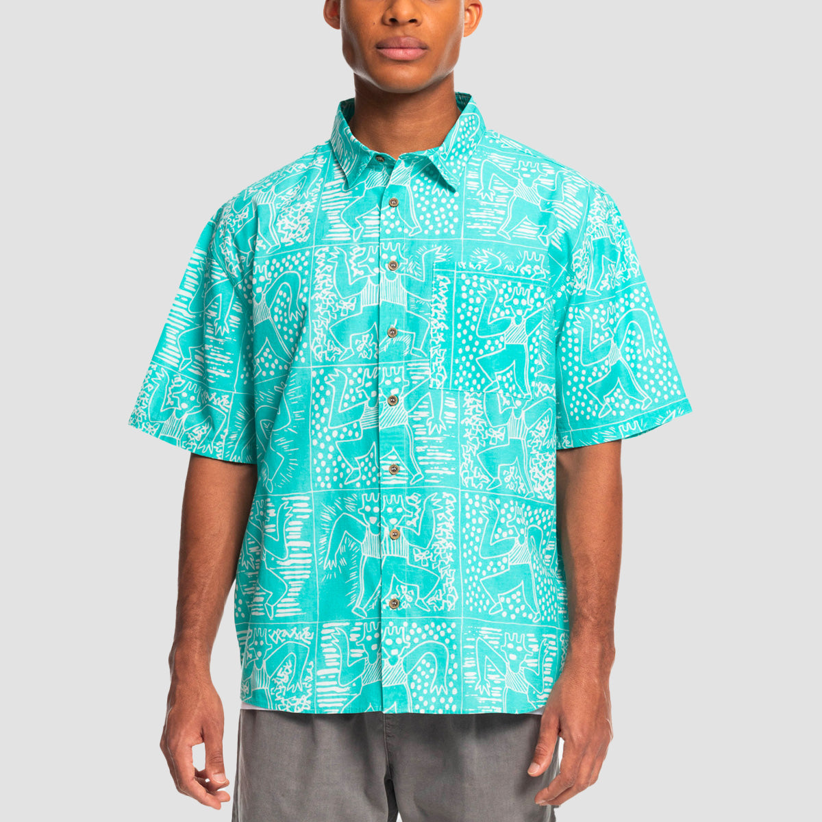 Quiksilver x Stranger Things Tribal Short Sleeve Shirt Lenora Joker Aruba Blue