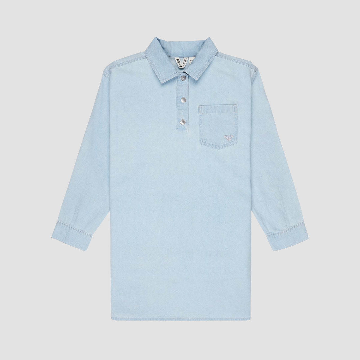 Roxy Beach Breaker Denim Shirt Dress Light Blue - Girls