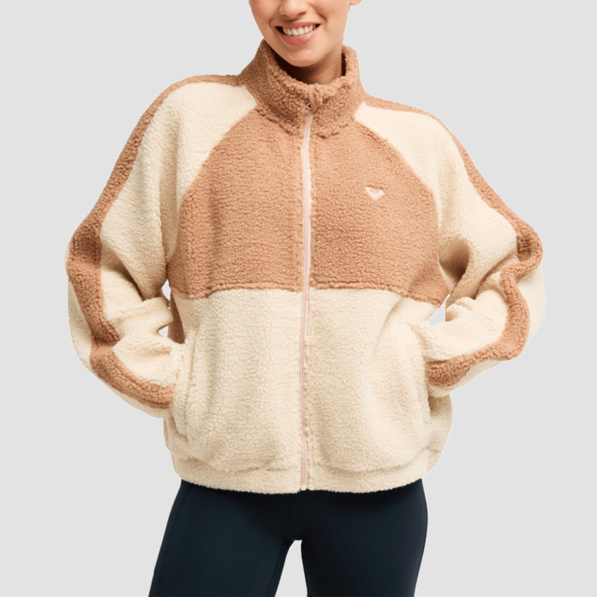 Roxy Boundless Spirit Solid Fleece Jacket Biscotti - Womens