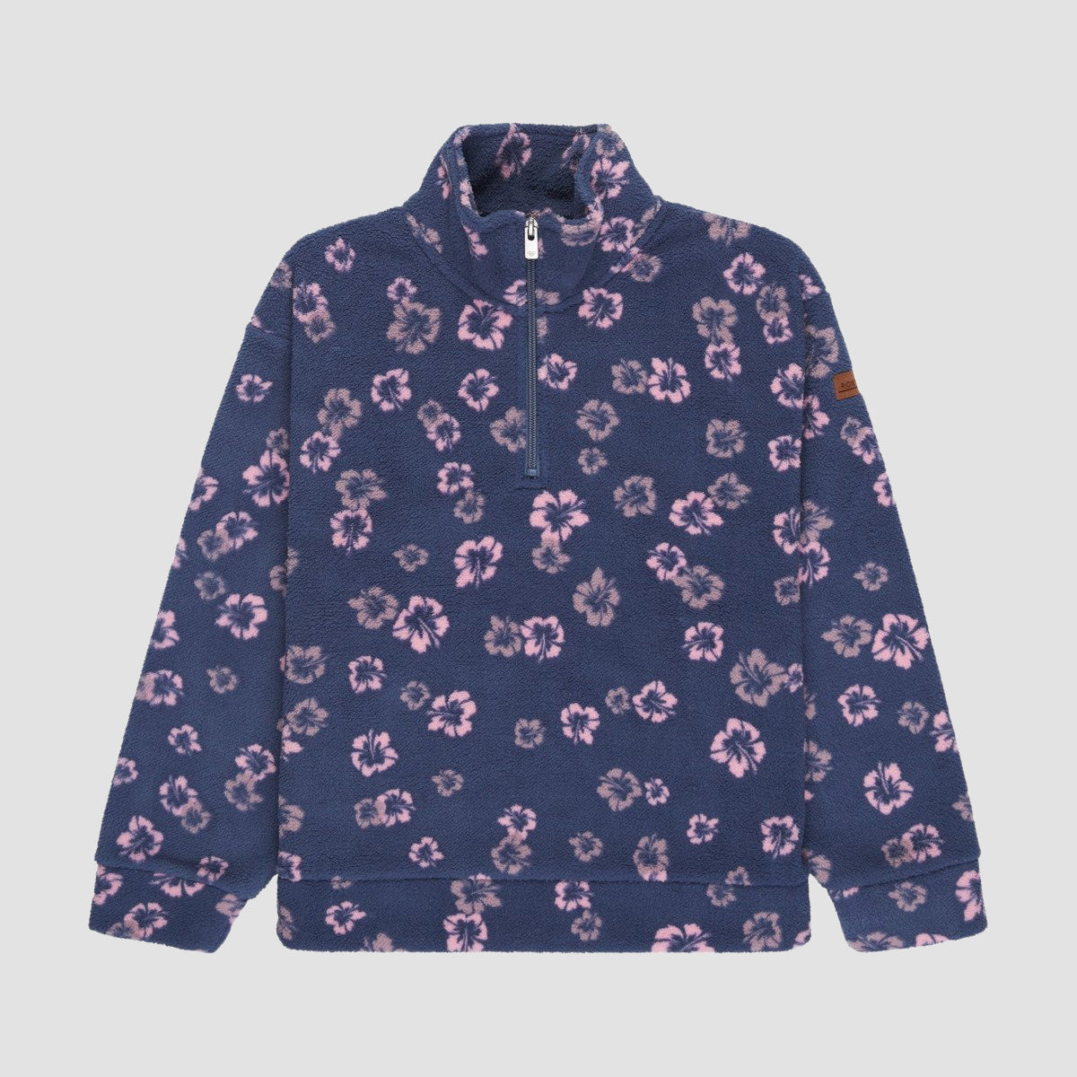 Roxy Calling All Mys Half Zip Fleece Sweatshirt Vintage Indigo Shes Cute Big - Girls